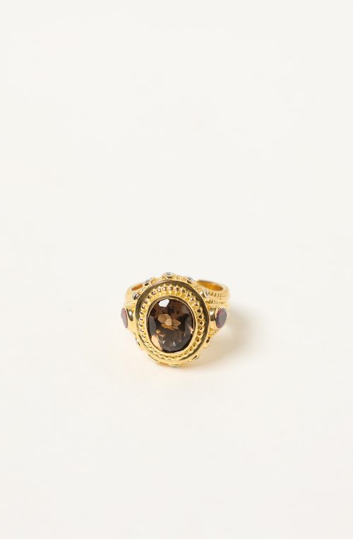 Anello bizantino con quarzo fumé